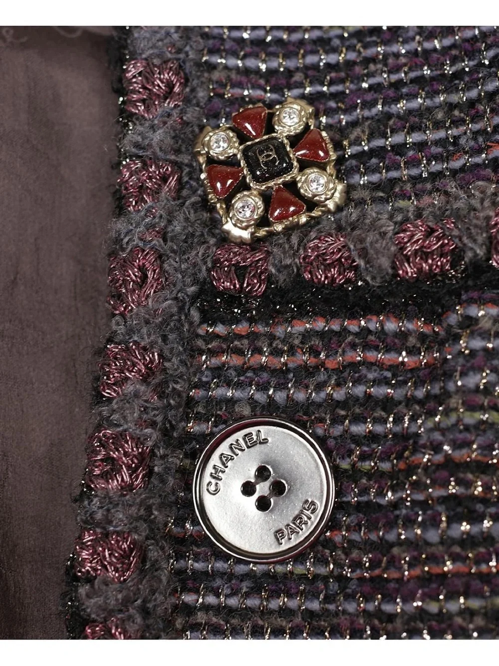 CHANEL $10k Gripoix Button Tweed Fit-and-Flare Jacket in Medium Size US 8, Fr 40